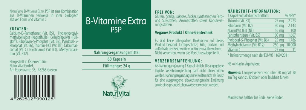B-Vitamine Extra P5P, 60 Vegikaps.