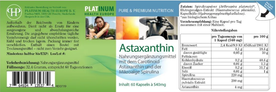 Astaxanthin, 60 VegiKaps á 540 mg
